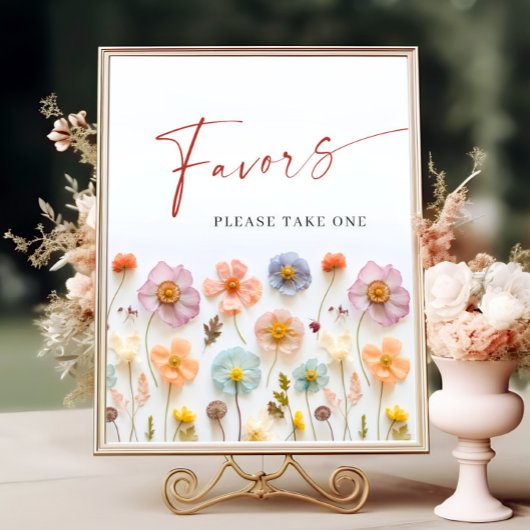 Pastel Roze Blush Boheemse Wildflowers Favors Poster