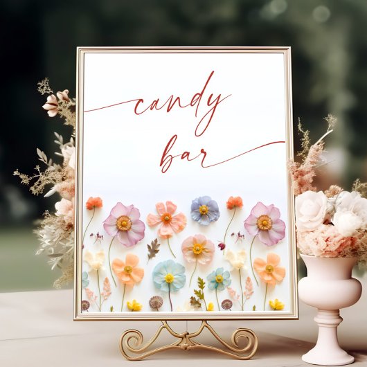 Pastel Roze Blush Bohemian Wildflowers Snoep Bar Poster