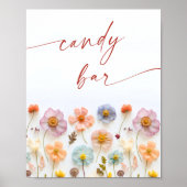 Pastel Roze Blush Bohemian Wildflowers Snoep Bar Poster (Voorkant)