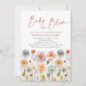 Pastel Roze Blush Boho Wilde Bloemen Baby shower Kaart (Voorkant)