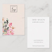 Pastel Roze Blush Floral Bunch Ketting Display Visitekaartje (Voorkant / Achterkant)