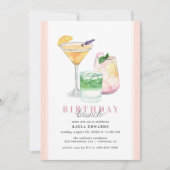 Pastel Roze Blush | Girly Cocktail Verjaardag Brun Kaart (Voorkant)