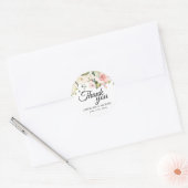 Pastel Roze Blush Roos Bloemen Bruiloft Dank u Ronde Sticker (Envelop)
