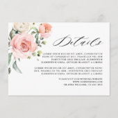 Pastel Roze Blush Roos Bloemen Trouwdetails Informatiekaartje (Voorkant)