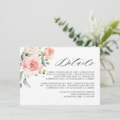 Pastel Roze Blush Roos Bloemen Trouwdetails Informatiekaartje (Staand voorkant)