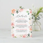 Pastel Roze Blush Roos Bloemen Trouwdetails Informatiekaartje (Staand voorkant)