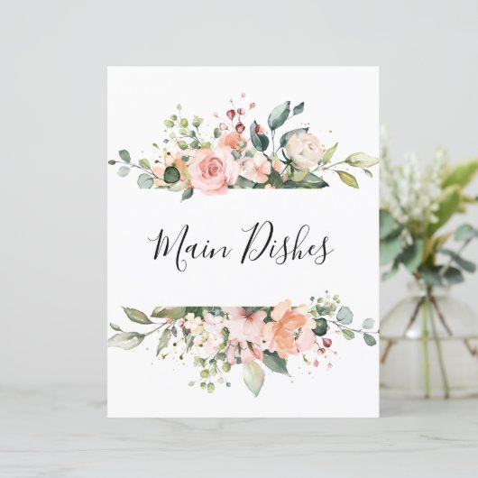 Pastel Roze Blush Roos Floral Recipe Divider (Staand voorkant)