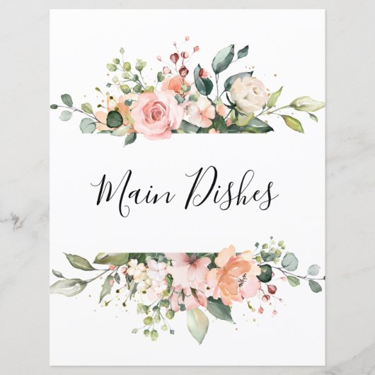 Pastel Roze Blush Roos Floral Recipe Divider (Voorkant)