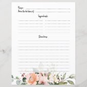 Pastel Roze Blush Roos Floral Recipe Kaart (Achterkant)