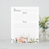 Pastel Roze Blush Roos Floral Recipe Kaart (Staand voorkant)