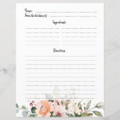 Pastel Roze Blush Roos Floral Recipe Kaart (Voorkant)