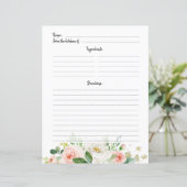 Pastel Roze Blush Roos Floral Recipe Kaart (Staand voorkant)