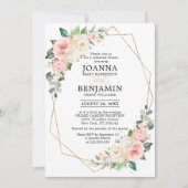 Pastel Roze Blush Roos Floral repetitie Dinner Kaart (Voorkant)