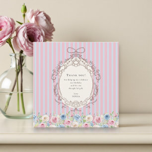 Pastel Roze Boeket  coquette Verjaardag  Bedankkaart