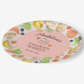 Pastel Roze Boerenmarkt Groenten en Fruit Papieren Bordje (Gekanteld)