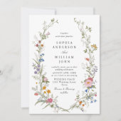 Pastel Roze Boheemse Bloemen Wildflowers Wedding Kaart (Voorkant)