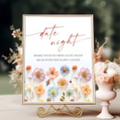 Pastel Roze Boheemse Wilde Bloemen Datum Nacht Ide Poster