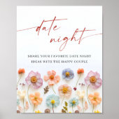 Pastel Roze Boheemse Wilde Bloemen Datum Nacht Ide Poster (Voorkant)