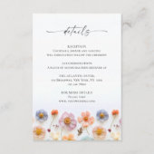 Pastel Roze Boheemse Wildflower Wedding Details Informatiekaartje (Voorkant)