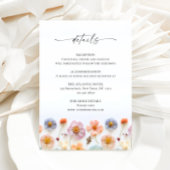 Pastel Roze Boheemse Wildflower Wedding Details Informatiekaartje