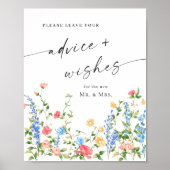 Pastel Roze Boheemse Wildflowers Advies & Wishes Poster (Voorkant)