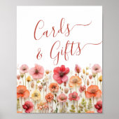 Pastel Roze Boheemse Wildflowers Kaarten en gesche Poster (Voorkant)