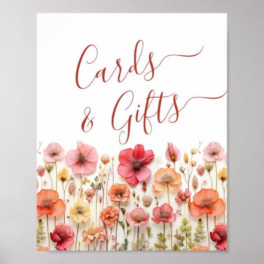 Pastel Roze Boheemse Wildflowers Kaarten en gesche Poster (Voorkant)