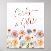 Pastel Roze Boheemse Wildflowers Kaarten en gesche Poster (Voorkant)