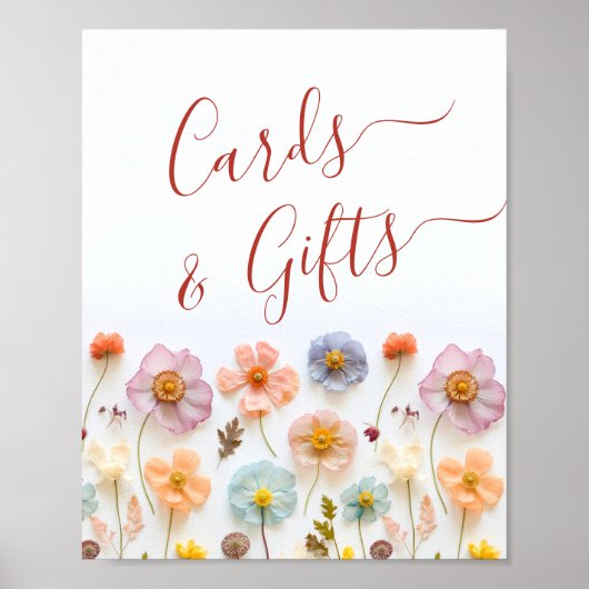 Pastel Roze Boheemse Wildflowers Kaarten en gesche Poster (Voorkant)