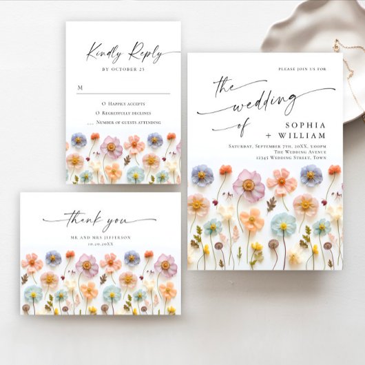 Pastel Roze Boheemse Wildflowers Kaarten en gesche Poster