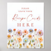 Pastel Roze Boheemse Wildflowers Recept Kaarten Te Poster (Voorkant)