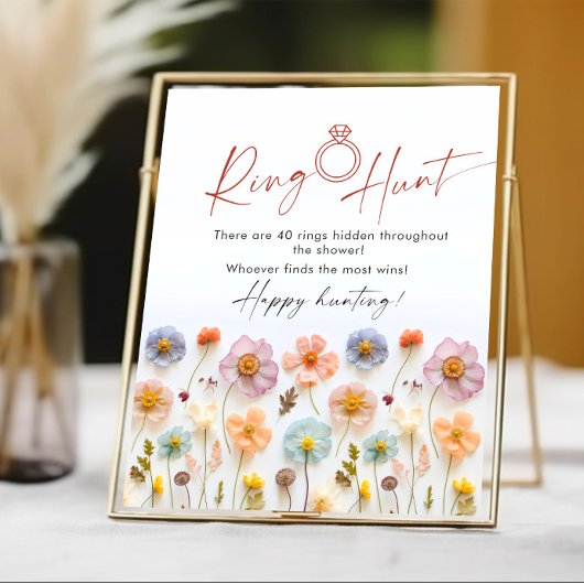 Pastel Roze Boheemse Wildflowers Ring Hunt Sign Poster