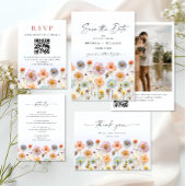 Pastel Roze Boheemse Wildflowers Wedding Cadeaulabel
