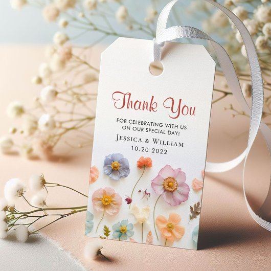 Pastel Roze Boheemse Wildflowers Wedding Cadeaulabel