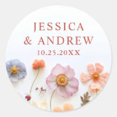 Pastel Roze Boheemse Wildflowers Wedding Ronde Sticker (Voorkant)