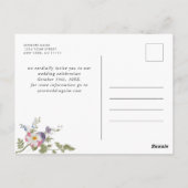 Pastel Roze Boho Floral Wildflower Bewaar de datum Briefkaart (Achterkant)