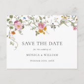 Pastel Roze Boho Floral Wildflower Bewaar de datum Briefkaart (Voorkant)