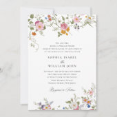 Pastel Roze Boho Floral Wildflowers Wedding Kaart (Voorkant)