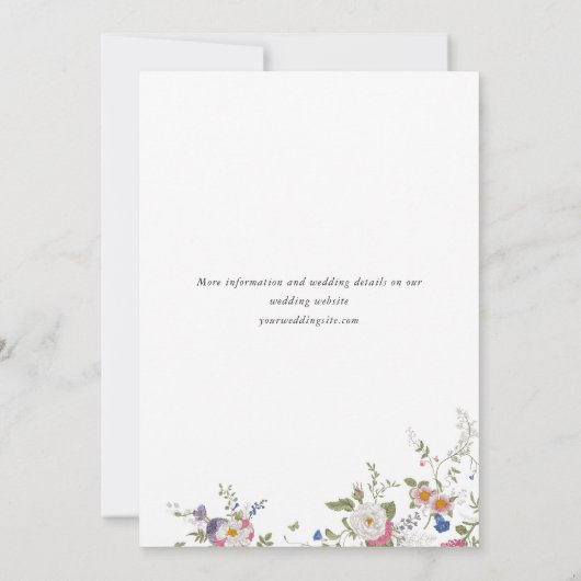 Pastel Roze Boho Floral Wildflowers Wedding Kaart (Achterkant)