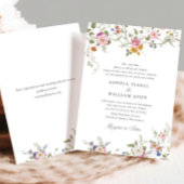 Pastel Roze Boho Floral Wildflowers Wedding Kaart