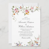 Pastel Roze Boho Floral Wildflowers Wedding QR Kaart (Voorkant)