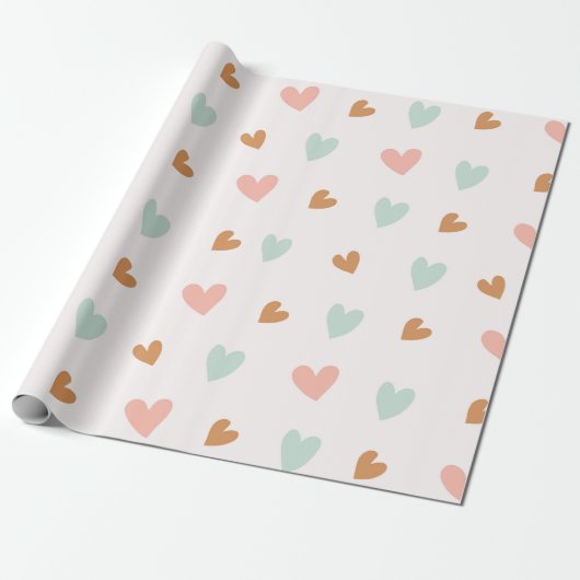 Pastel roze Boho Hearts Valentijn Cadeaupapier (Uitgerold)