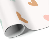 Pastel roze Boho Hearts Valentijn Cadeaupapier (Rol Hoek)