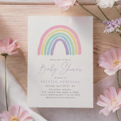 Pastel Roze Boho Regenboog Baby shower Kaart