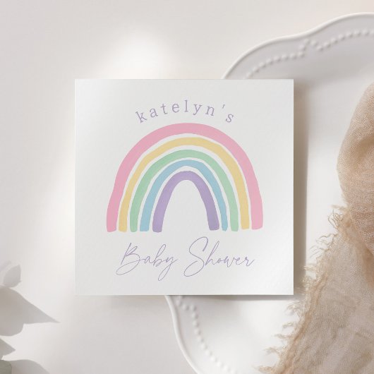 Pastel Roze Boho Regenboog Baby shower Servet