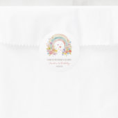 Pastel Roze Boho Regenboog Bloemen 1e Verjaardag Ronde Sticker