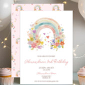 Pastel Roze Boho Regenboog Bloemen 3e verjaardag Kaart