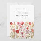 Pastel Roze Boho Wild Flowers Bruiloft uitnodiging (Voorkant)