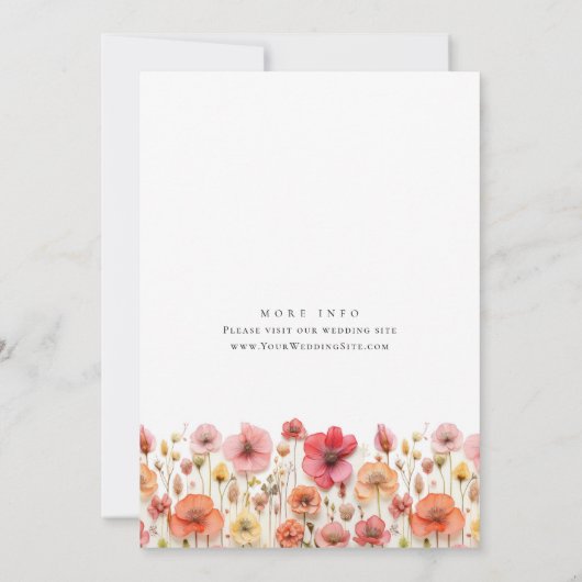 Pastel Roze Boho Wild Flowers Bruiloft uitnodiging (Achterkant)