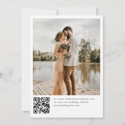 Pastel Roze Boho Wildbloemen Bruiloft QR-code Foto Save The Date (Achterkant)
